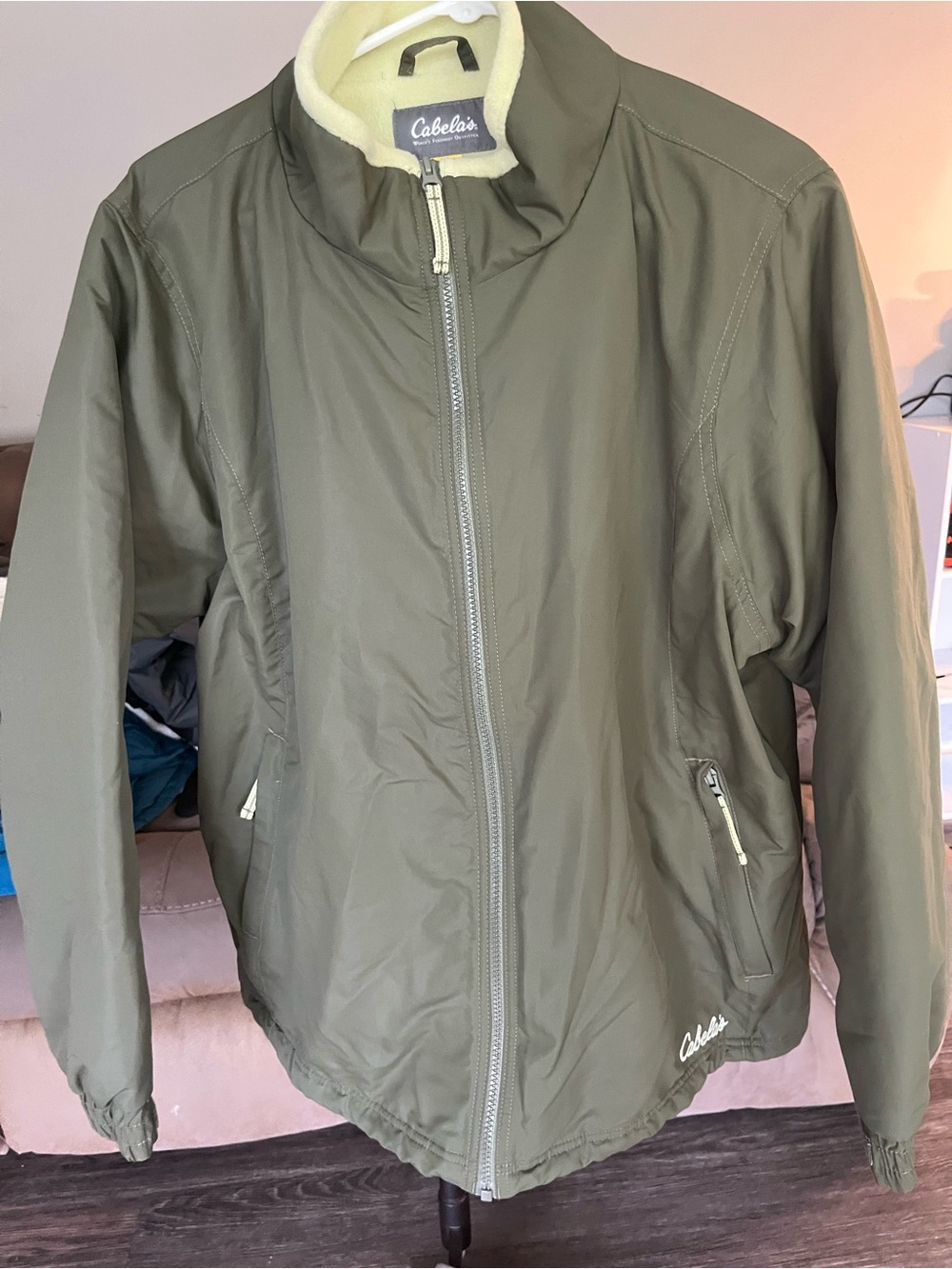 Cabela's Olive Green Lightweight Zip-Up Bomber Jacket